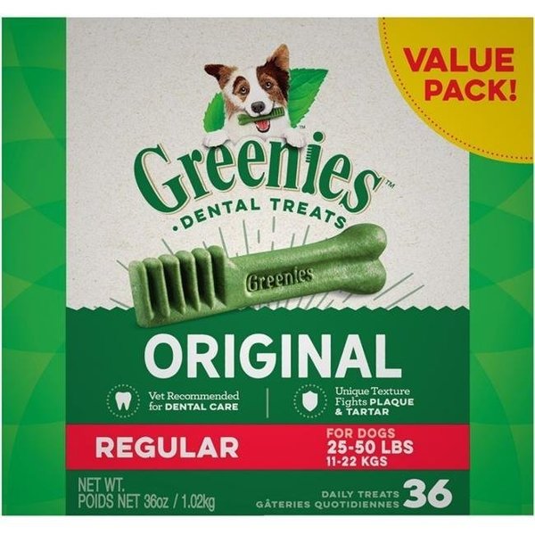 Greenies Greenies GR10104 25-50 lbs Original Dental Dog Chews 36 Treats GR10104